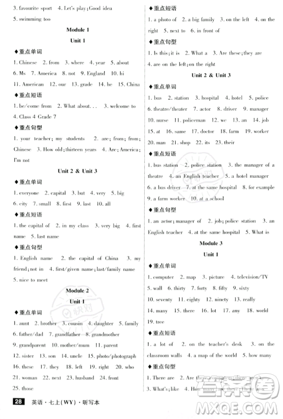 安徽師范大學(xué)出版社2023年秋課時(shí)A計(jì)劃七年級(jí)英語(yǔ)上冊(cè)外研版安徽專(zhuān)版答案