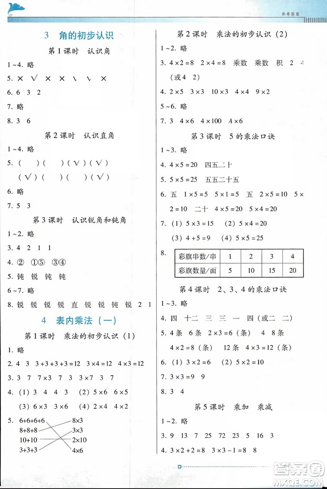 廣東教育出版社2023年秋南方新課堂金牌學案二年級數學上冊人教版答案