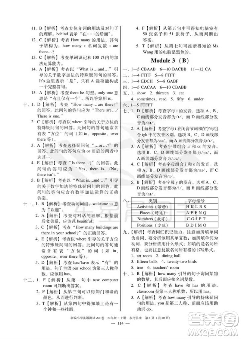 華南理工大學(xué)出版社2023年秋新編小學(xué)英語測試AB卷四年級上冊教科版版廣州專版參考答案