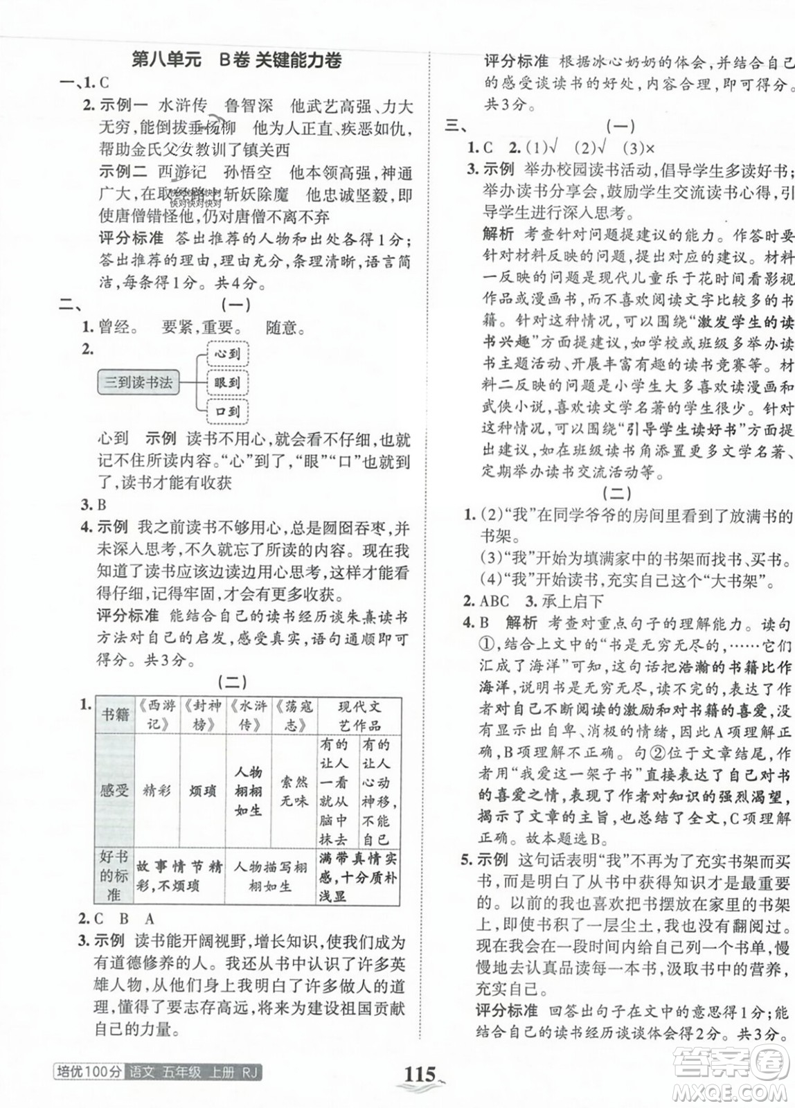 江西人民出版社2023年秋王朝霞培優(yōu)100分五年級(jí)語(yǔ)文上冊(cè)人教版答案