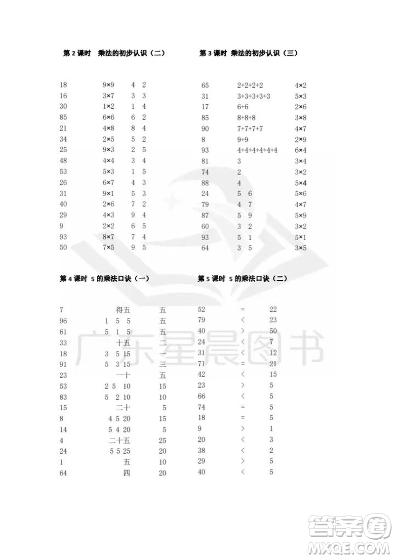 吉林出版集團(tuán)股份有限公司2023年秋小學(xué)數(shù)學(xué)口算速算心算二年級(jí)上冊(cè)人教版參考答案