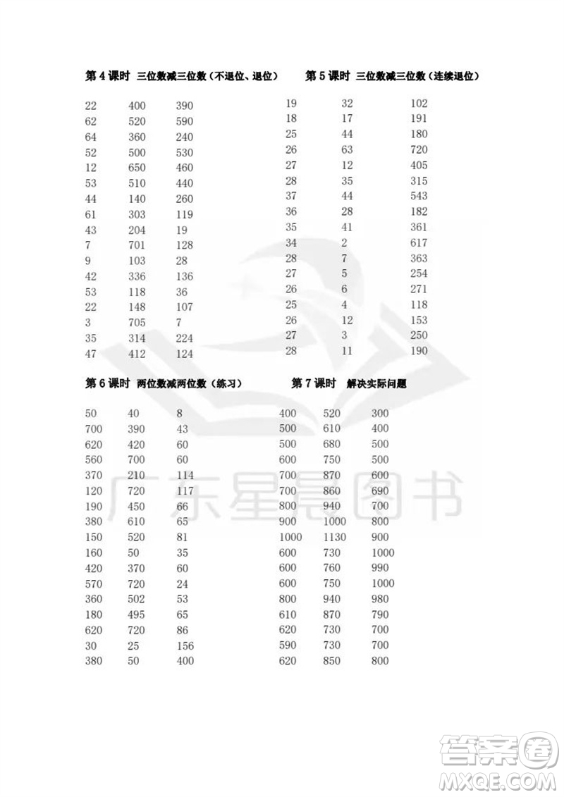 吉林出版集團(tuán)股份有限公司2023年秋小學(xué)數(shù)學(xué)口算速算心算三年級上冊人教版參考答案