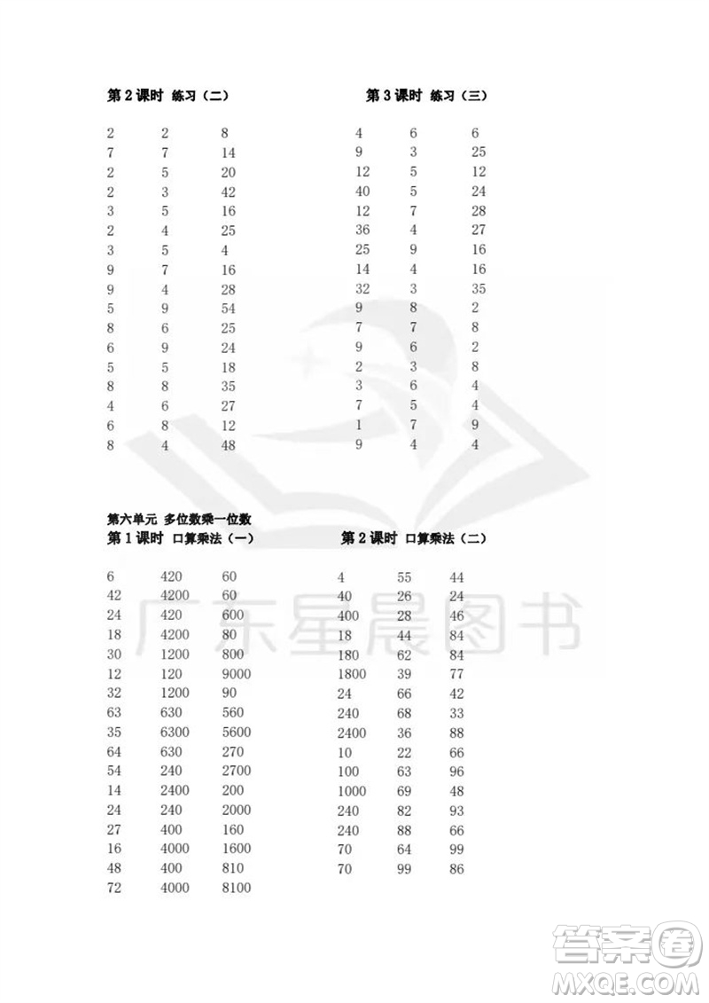 吉林出版集團(tuán)股份有限公司2023年秋小學(xué)數(shù)學(xué)口算速算心算三年級上冊人教版參考答案