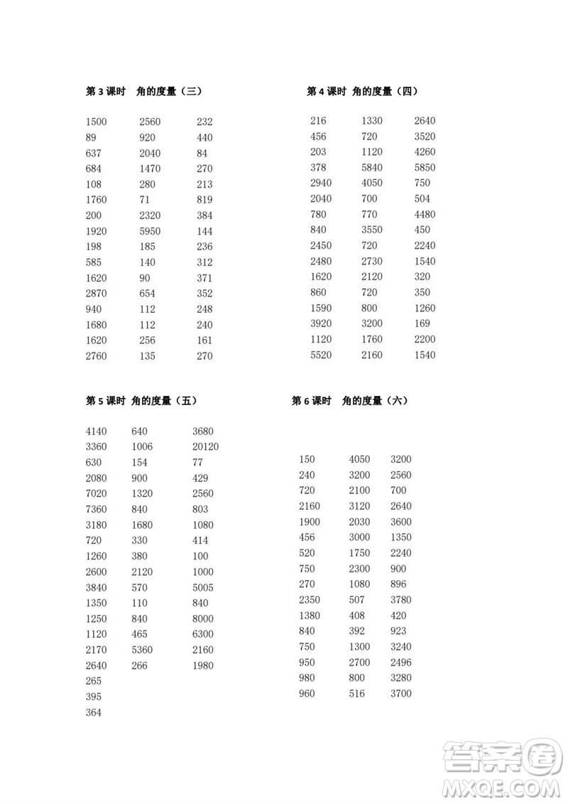 吉林出版集團股份有限公司2023年秋小學數學口算速算心算四年級上冊人教版參考答案