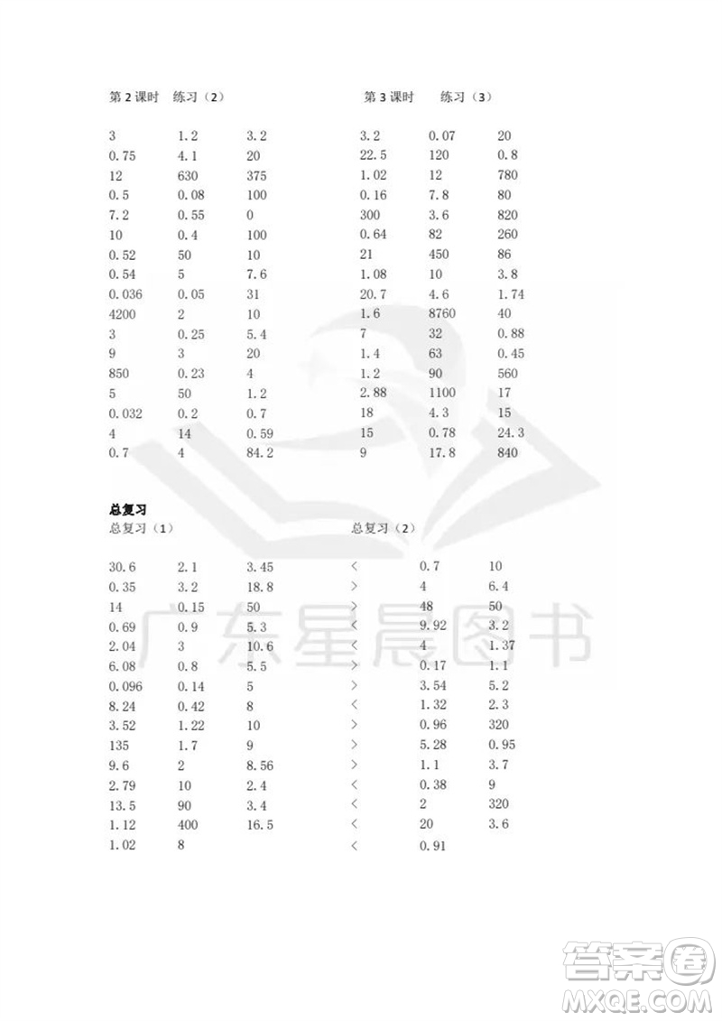 吉林出版集團(tuán)股份有限公司2023年秋小學(xué)數(shù)學(xué)口算速算心算五年級(jí)上冊(cè)人教版參考答案