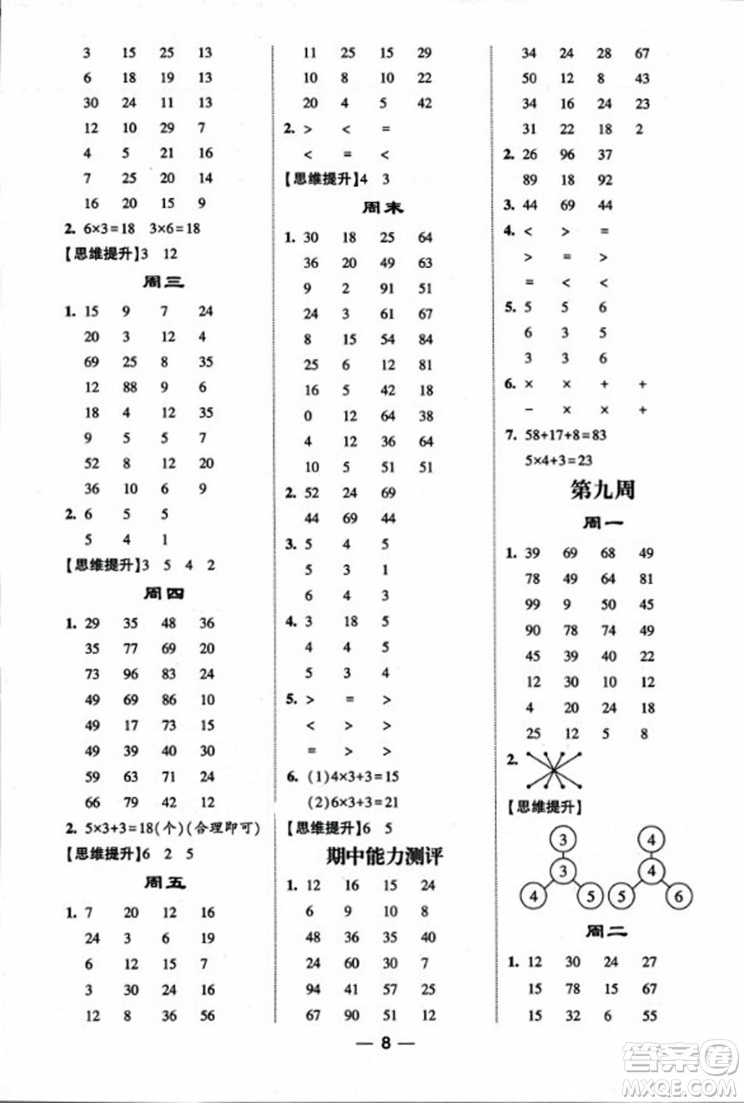 河海大學(xué)出版社2023年秋學(xué)霸計(jì)算達(dá)人二年級(jí)數(shù)學(xué)上冊(cè)人教版答案