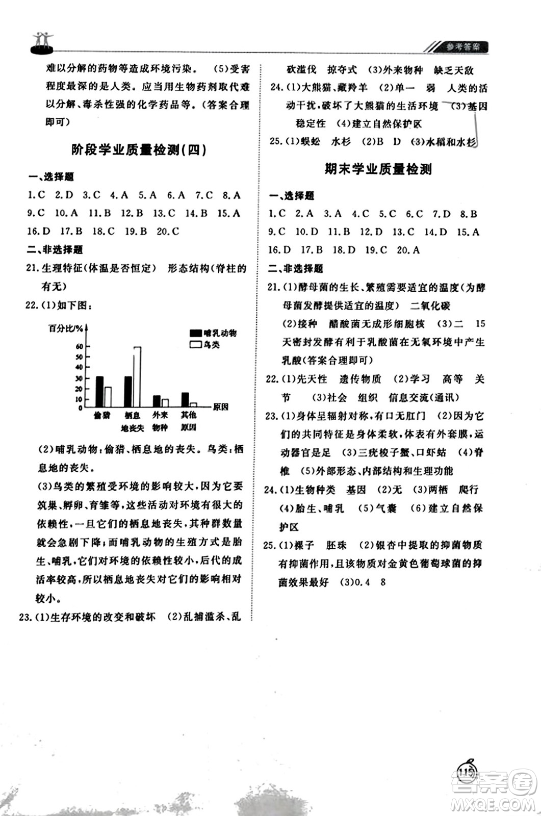 山東友誼出版社2023年秋初中同步練習(xí)冊八年級生物學(xué)上冊人教版山東專版答案