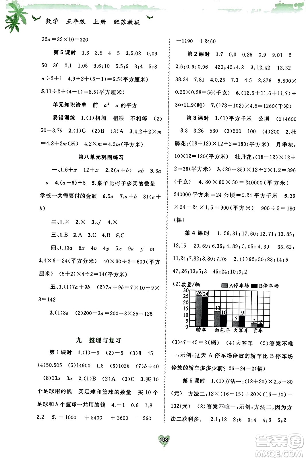 廣西教育出版社2023年秋新課程學(xué)習(xí)與測(cè)評(píng)同步學(xué)習(xí)五年級(jí)數(shù)學(xué)上冊(cè)蘇教版答案