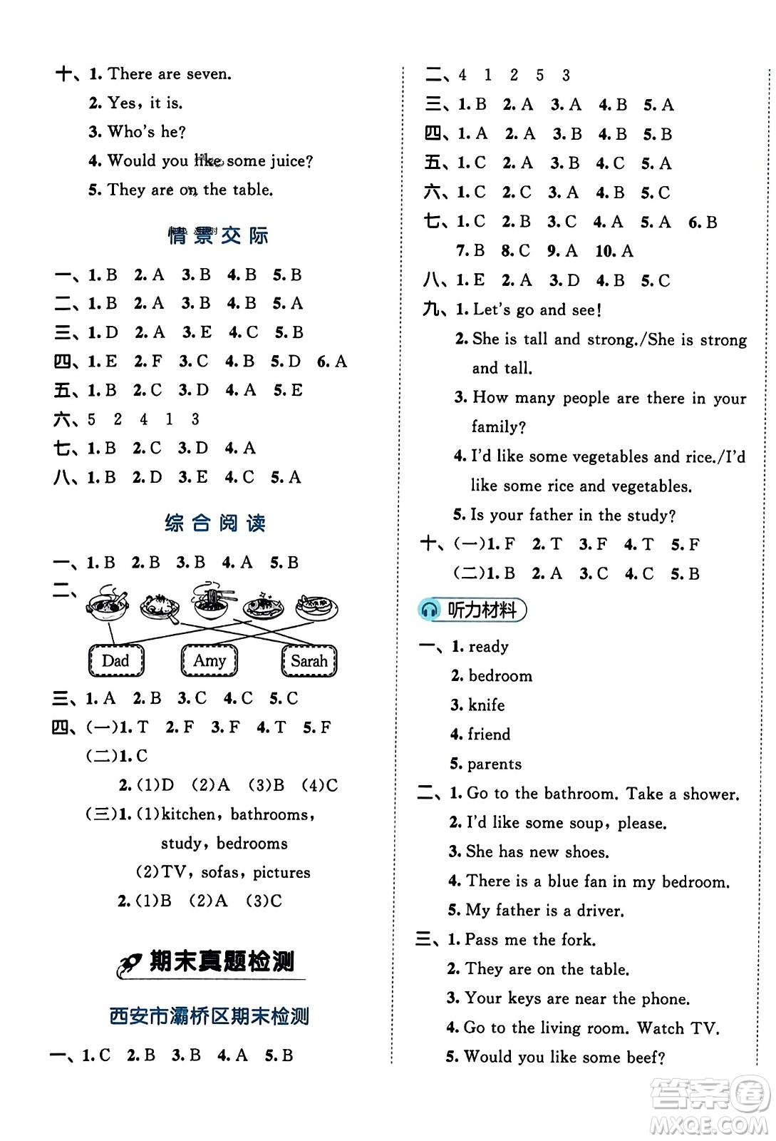 首都師范大學(xué)出版社2023年秋53全優(yōu)卷四年級(jí)英語上冊(cè)人教PEP版答案