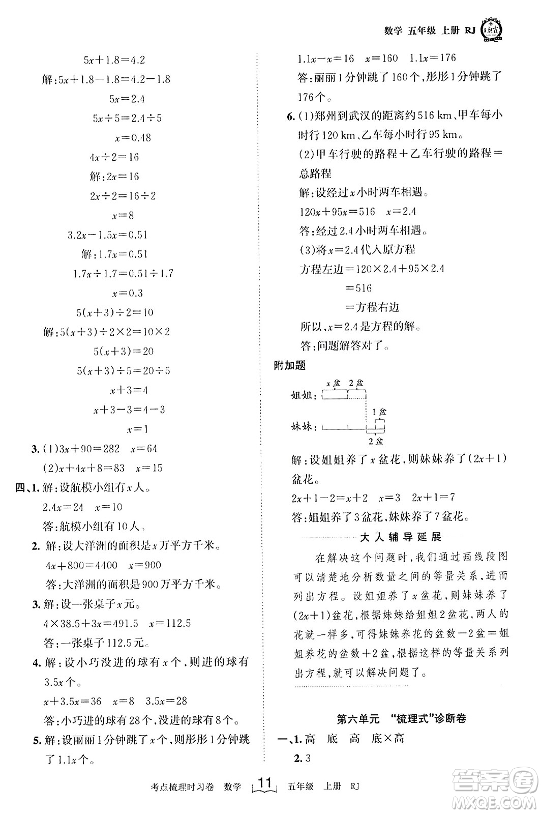 江西人民出版社2023年秋王朝霞考點(diǎn)梳理時(shí)習(xí)卷五年級(jí)數(shù)學(xué)上冊(cè)人教版答案