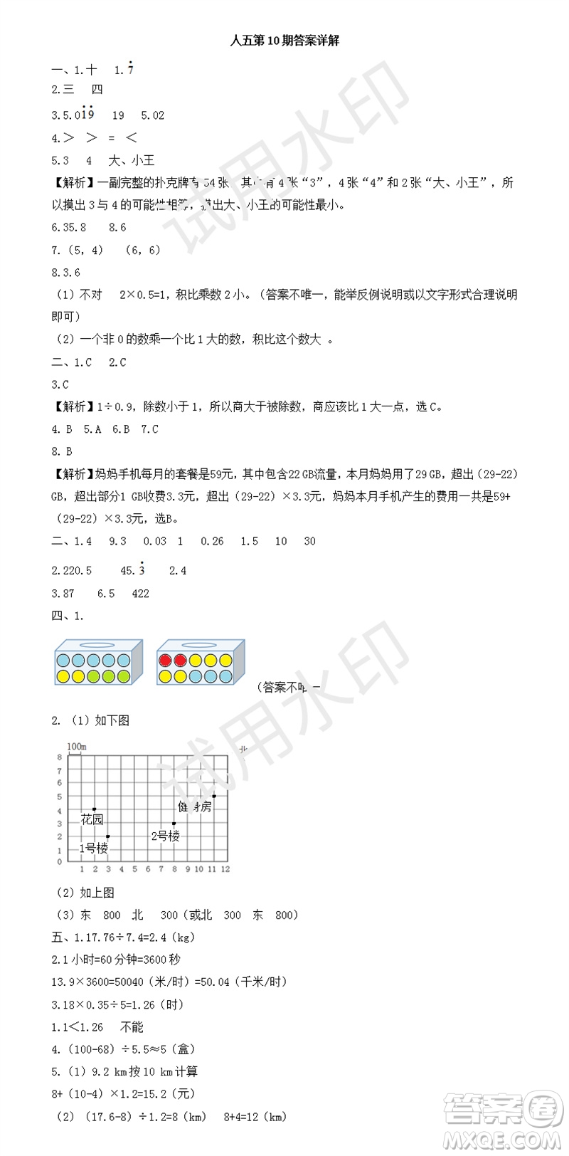 2023年秋學(xué)習(xí)方法報(bào)小學(xué)數(shù)學(xué)五年級(jí)上冊(cè)第9-12期人教版參考答案