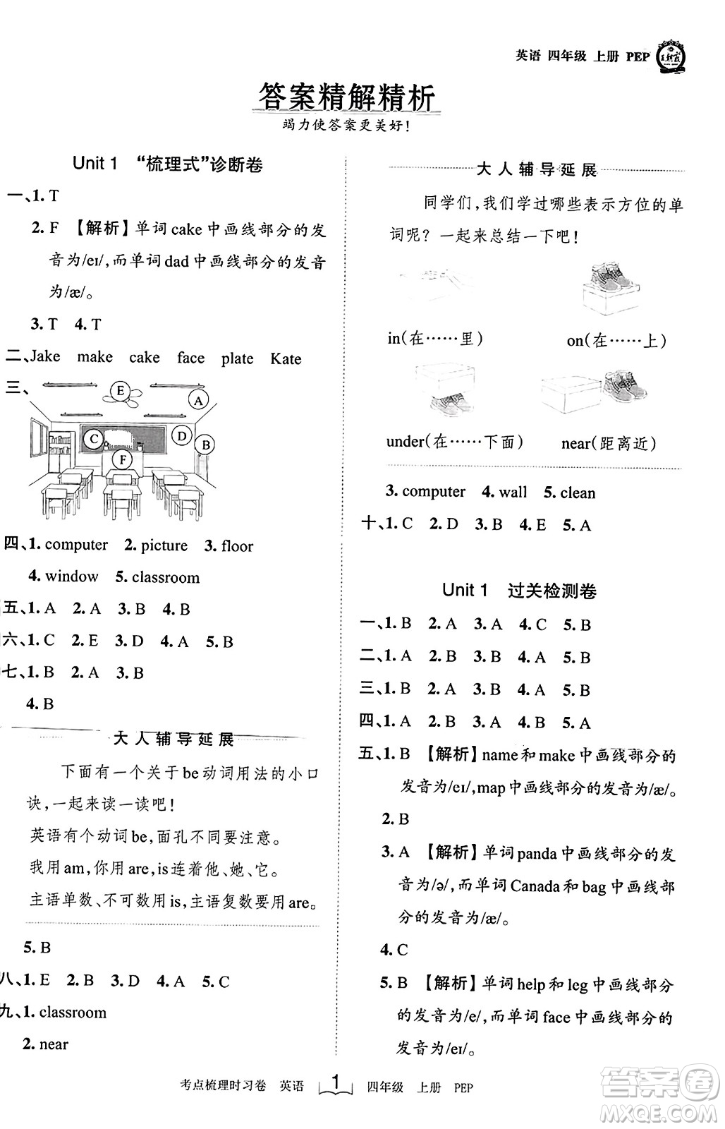 江西人民出版社2023年秋王朝霞考點(diǎn)梳理時(shí)習(xí)卷四年級(jí)英語(yǔ)上冊(cè)人教PEP版答案