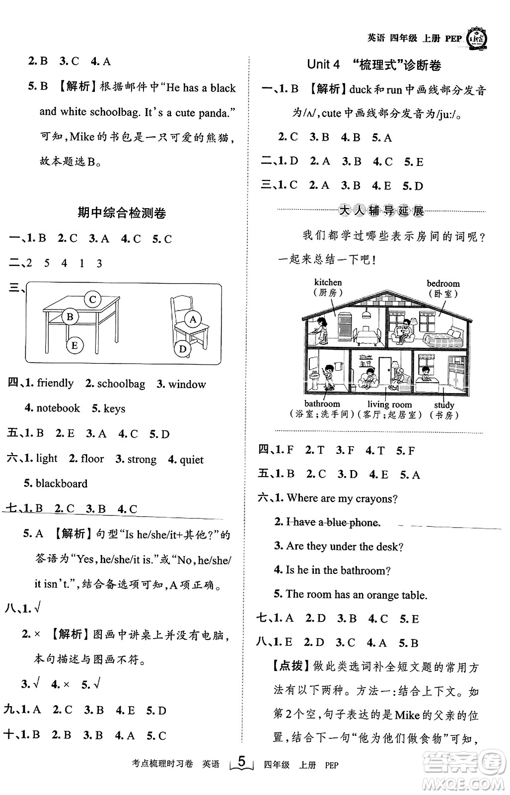 江西人民出版社2023年秋王朝霞考點(diǎn)梳理時(shí)習(xí)卷四年級(jí)英語(yǔ)上冊(cè)人教PEP版答案