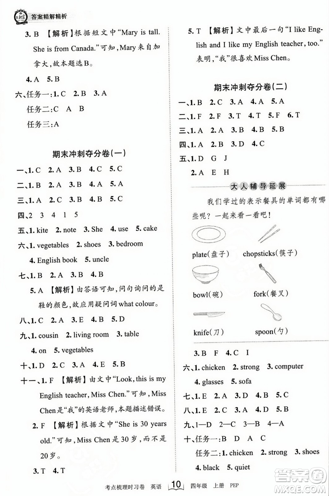 江西人民出版社2023年秋王朝霞考點(diǎn)梳理時(shí)習(xí)卷四年級(jí)英語(yǔ)上冊(cè)人教PEP版答案