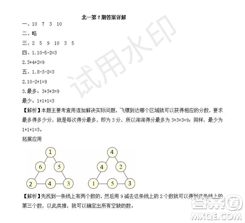 2023年秋學(xué)習(xí)方法報(bào)小學(xué)數(shù)學(xué)一年級(jí)上冊(cè)第5-8期北師大版參考答案