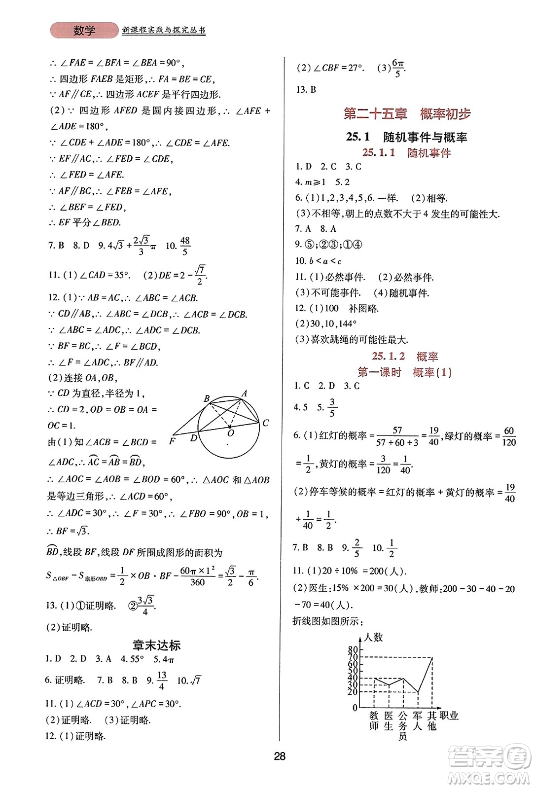 四川教育出版社2023年秋新課程實踐與探究叢書九年級數(shù)學(xué)上冊人教版答案