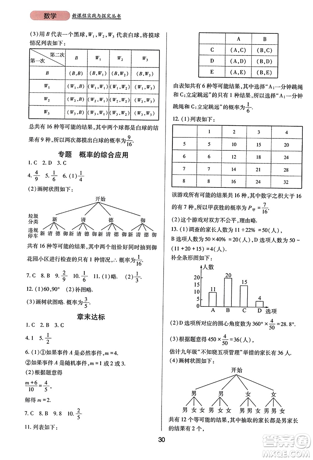 四川教育出版社2023年秋新課程實踐與探究叢書九年級數(shù)學(xué)上冊人教版答案