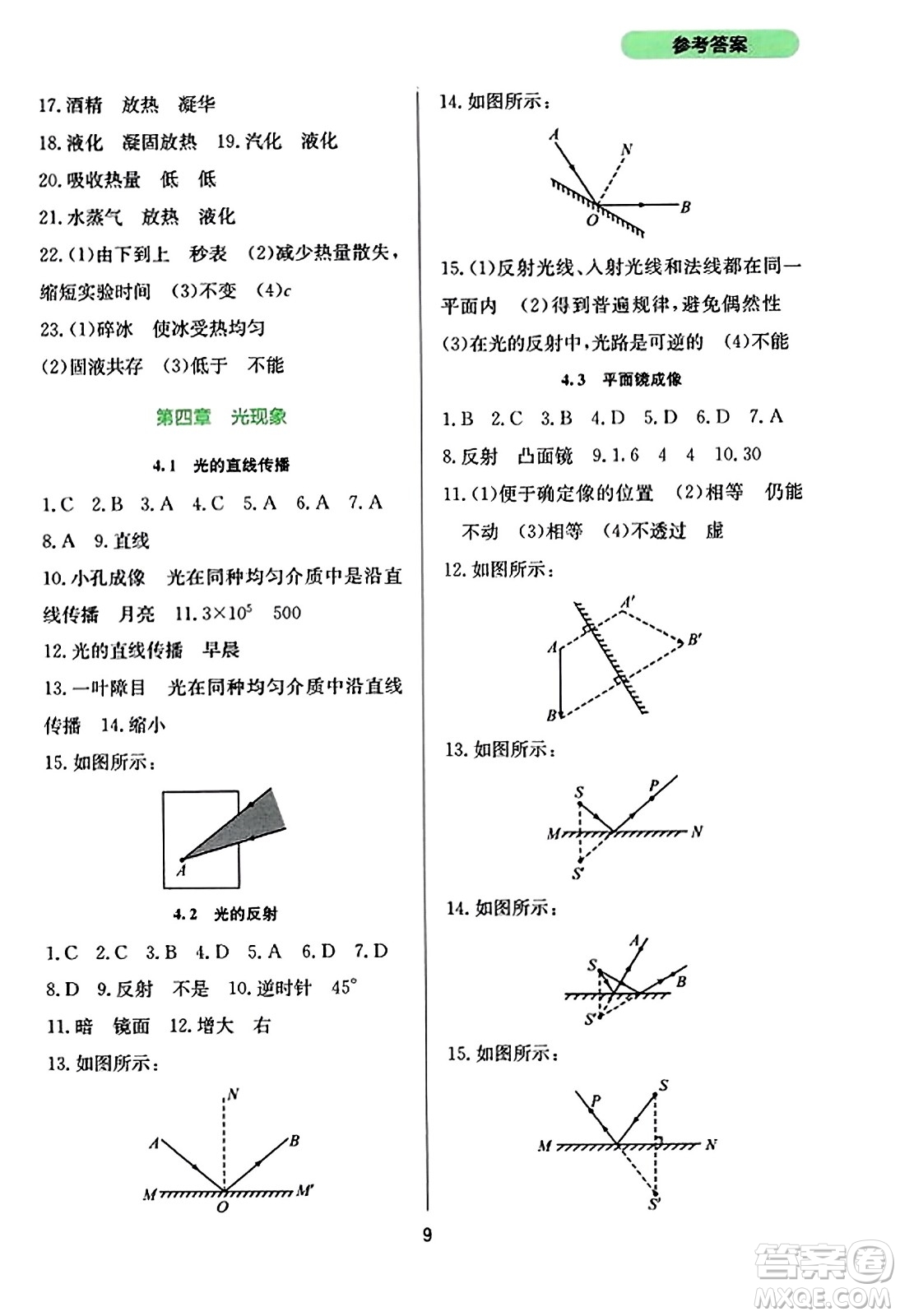 四川教育出版社2023年秋新課程實(shí)踐與探究叢書(shū)八年級(jí)物理上冊(cè)人教版答案