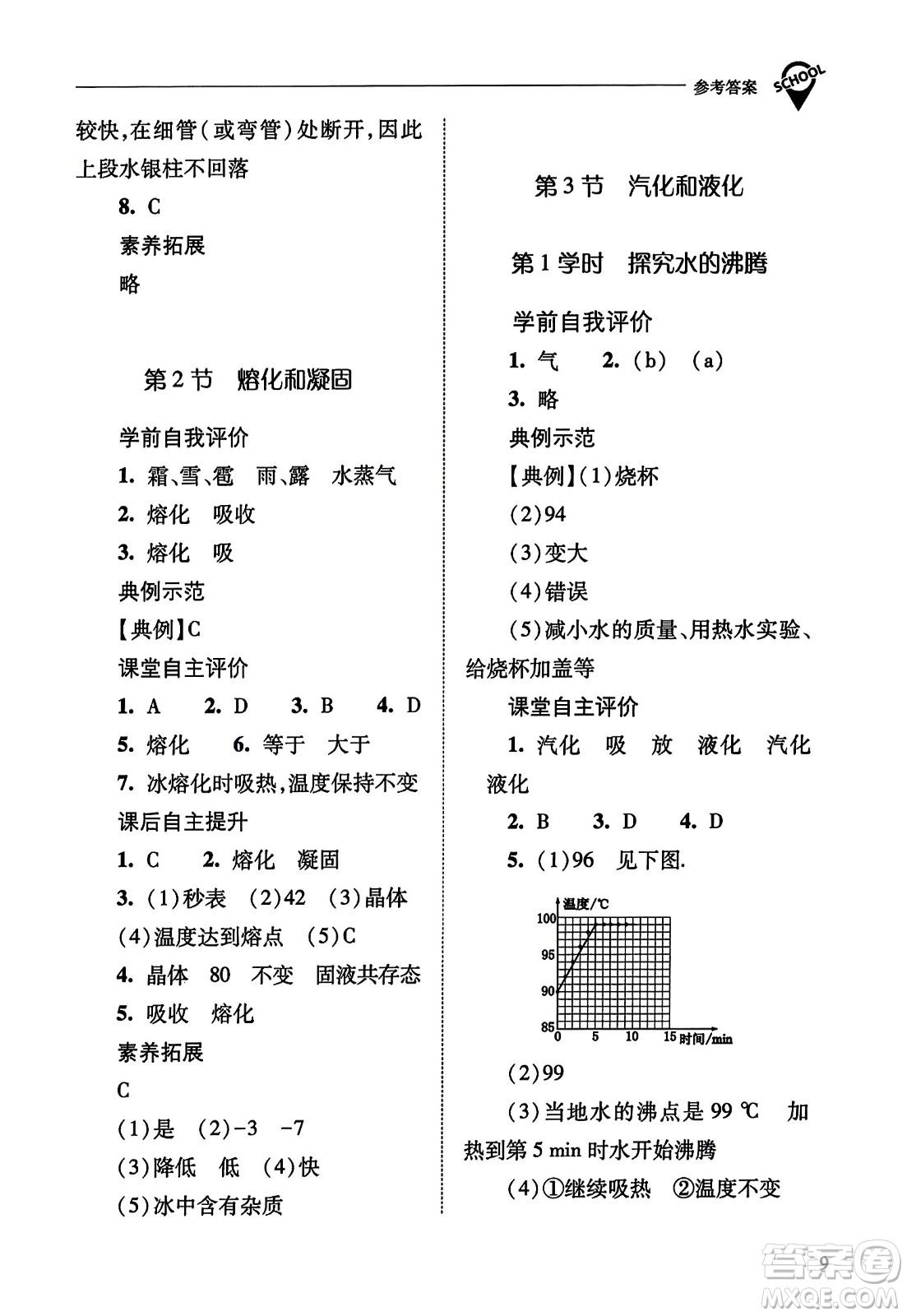 山西教育出版社2023年秋新課程問題解決導(dǎo)學(xué)方案八年級(jí)物理上冊(cè)人教版答案