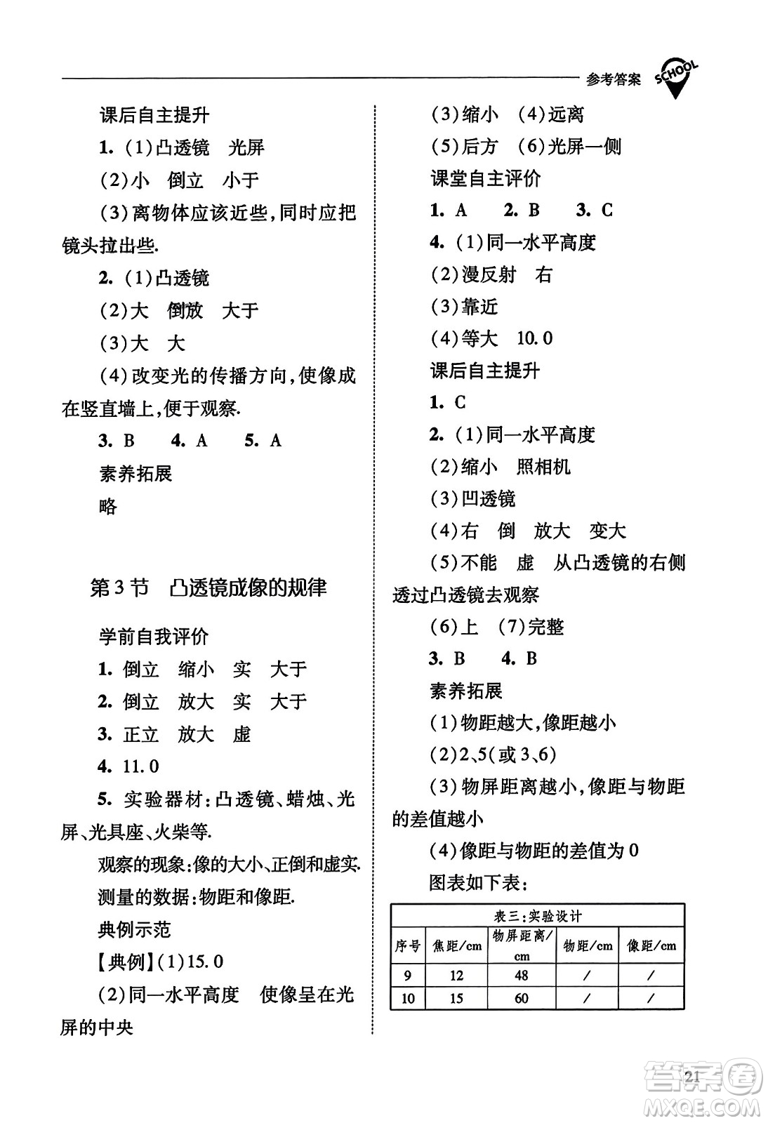 山西教育出版社2023年秋新課程問題解決導(dǎo)學(xué)方案八年級(jí)物理上冊(cè)人教版答案