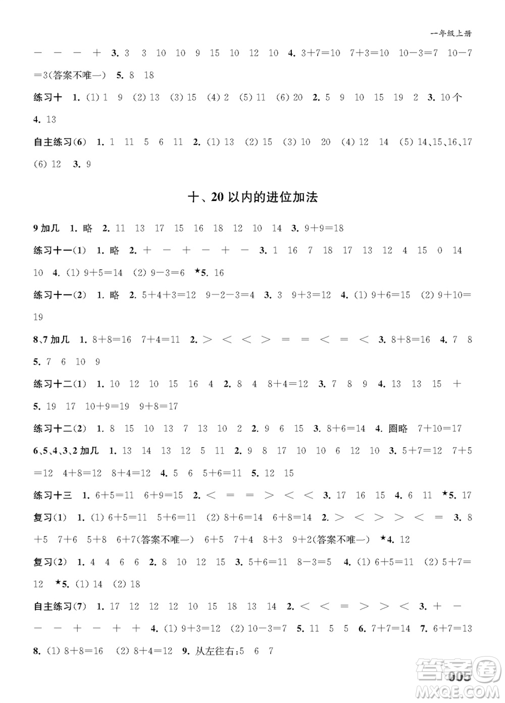 江蘇鳳凰教育出版社2023年秋小學(xué)數(shù)學(xué)課堂練習(xí)一年級(jí)上冊(cè)蘇教版參考答案