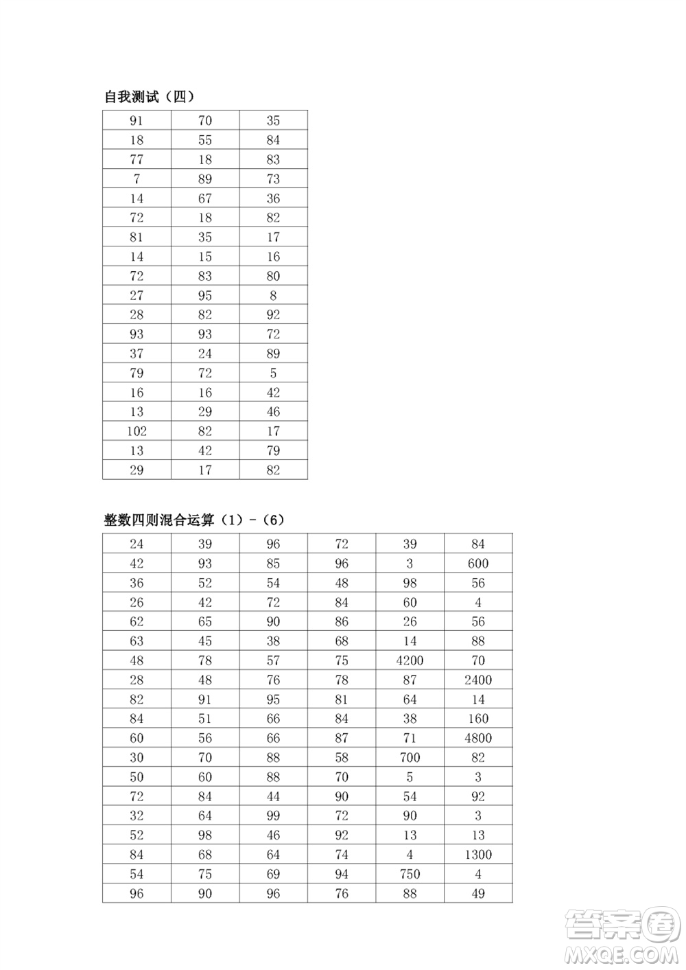 江蘇鳳凰教育出版社2023年秋口算練習冊四年級數(shù)學上冊蘇教版參考答案