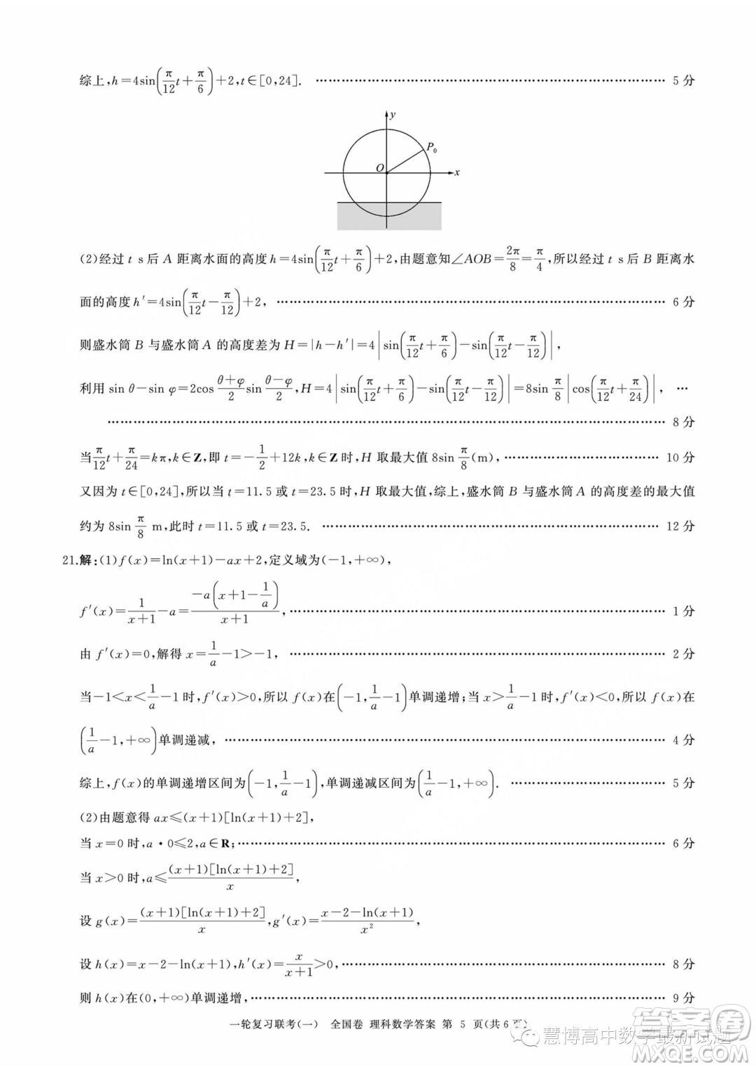 2024屆高三上學(xué)期一輪復(fù)習(xí)聯(lián)考一全國卷理科數(shù)學(xué)試題答案