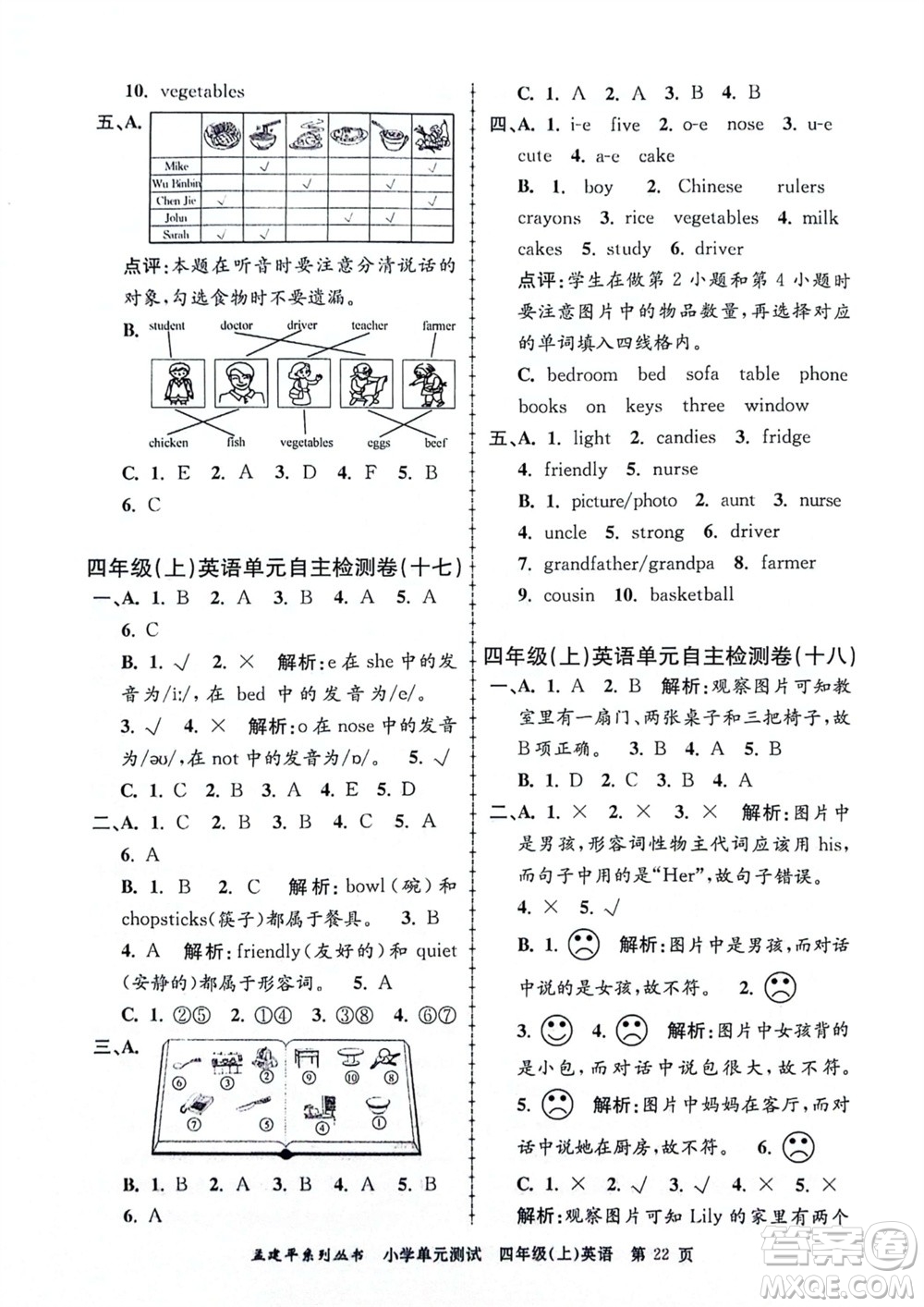 浙江工商大學(xué)出版社2023年秋孟建平小學(xué)單元測(cè)試英語四年級(jí)上冊(cè)人教版參考答案