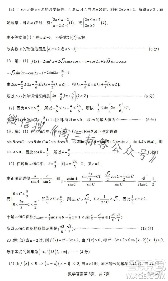 2024徽師聯(lián)盟高三10月質(zhì)量檢測卷數(shù)學(xué)試卷答案