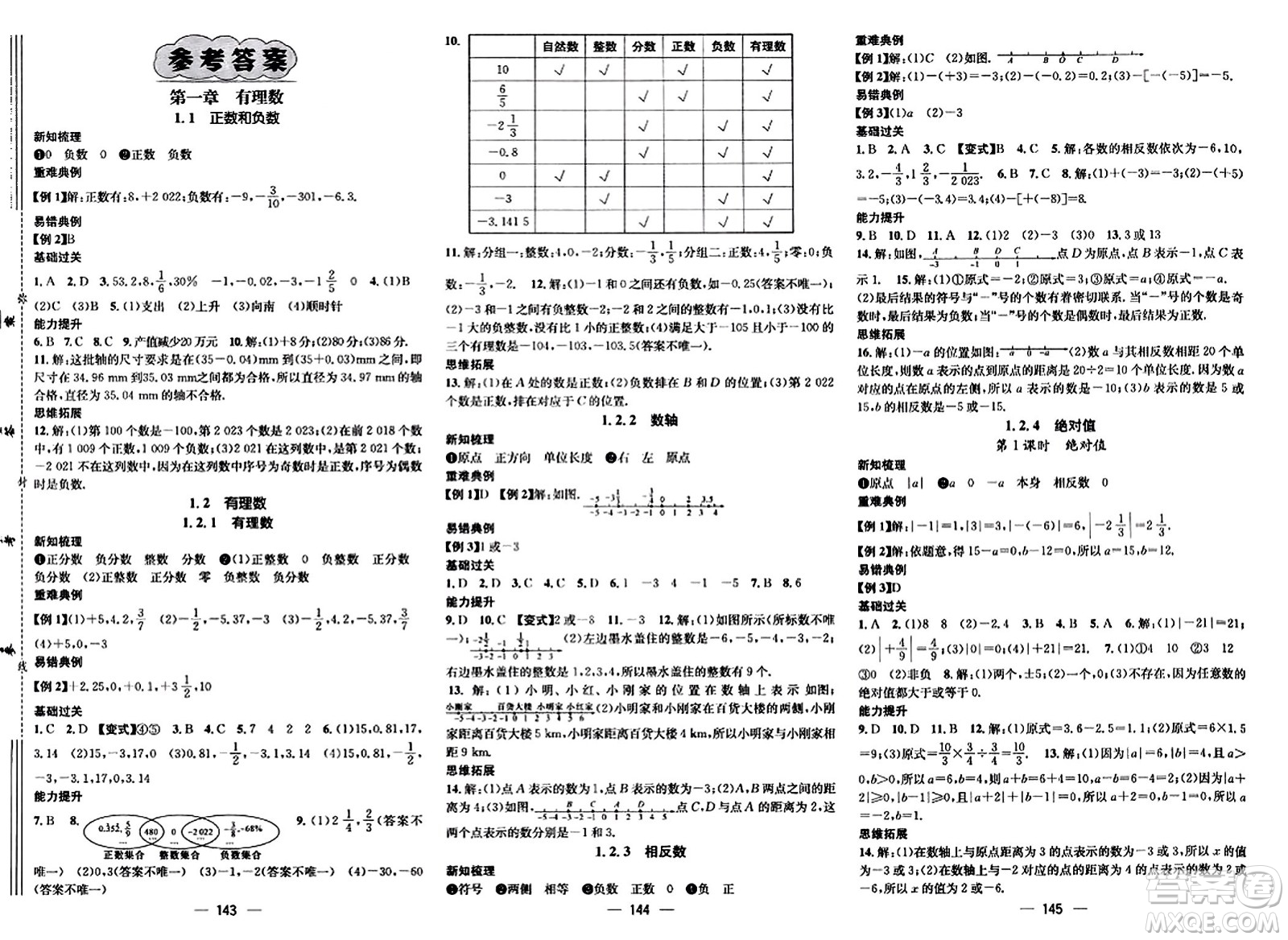 武漢出版社2023年秋名師測控七年級數(shù)學(xué)上冊人教版云南專版答案