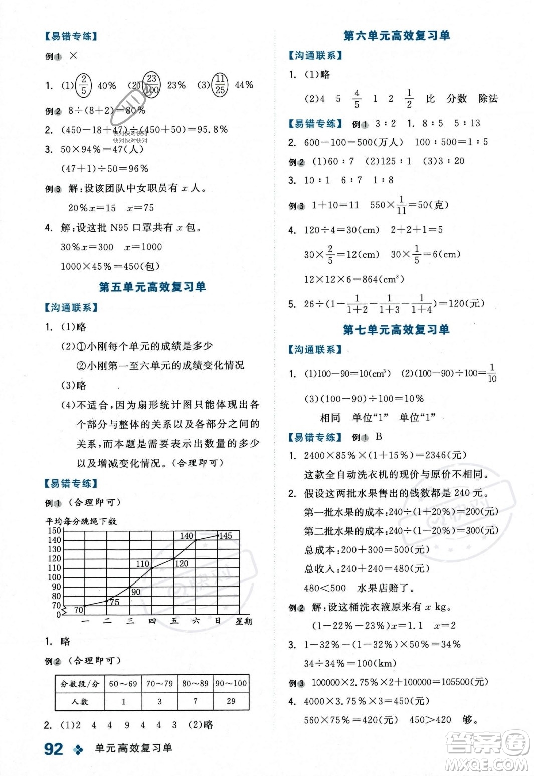 開明出版社2023年秋全品學(xué)練考六年級(jí)數(shù)學(xué)上冊(cè)北師大版答案