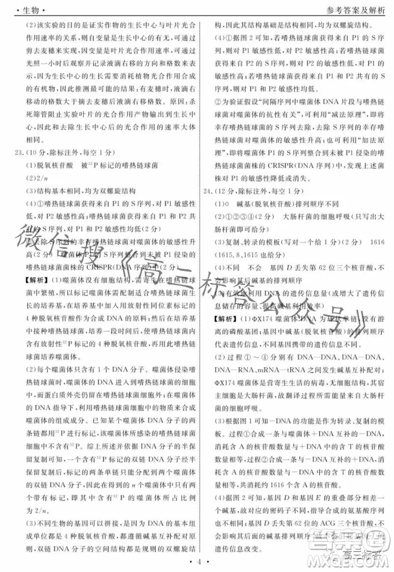 遼寧省名校聯(lián)盟2023年高三10月份聯(lián)合考試生物試卷答案