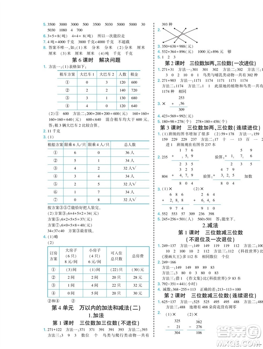 河北美術(shù)出版社2023年秋龍門小考王三年級數(shù)學(xué)上冊人教版參考答案