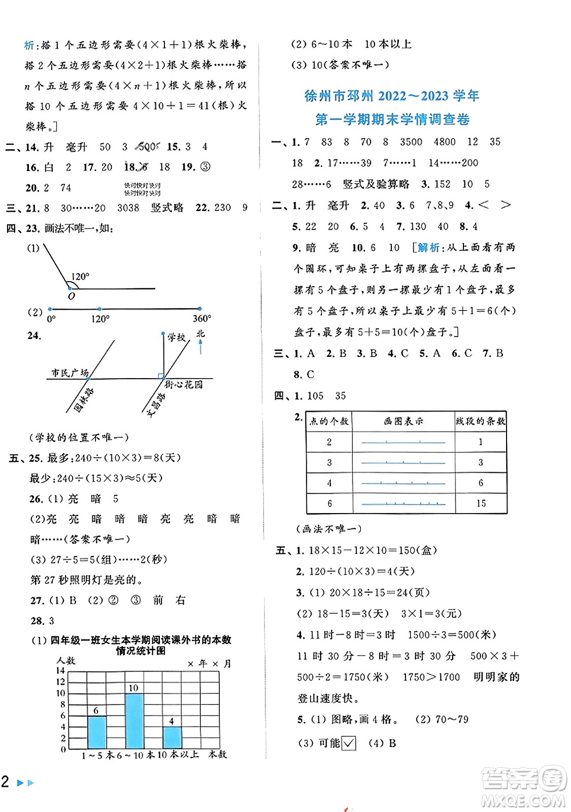 北京教育出版社2023年秋同步跟蹤全程檢測四年級(jí)數(shù)學(xué)上冊(cè)江蘇版答案