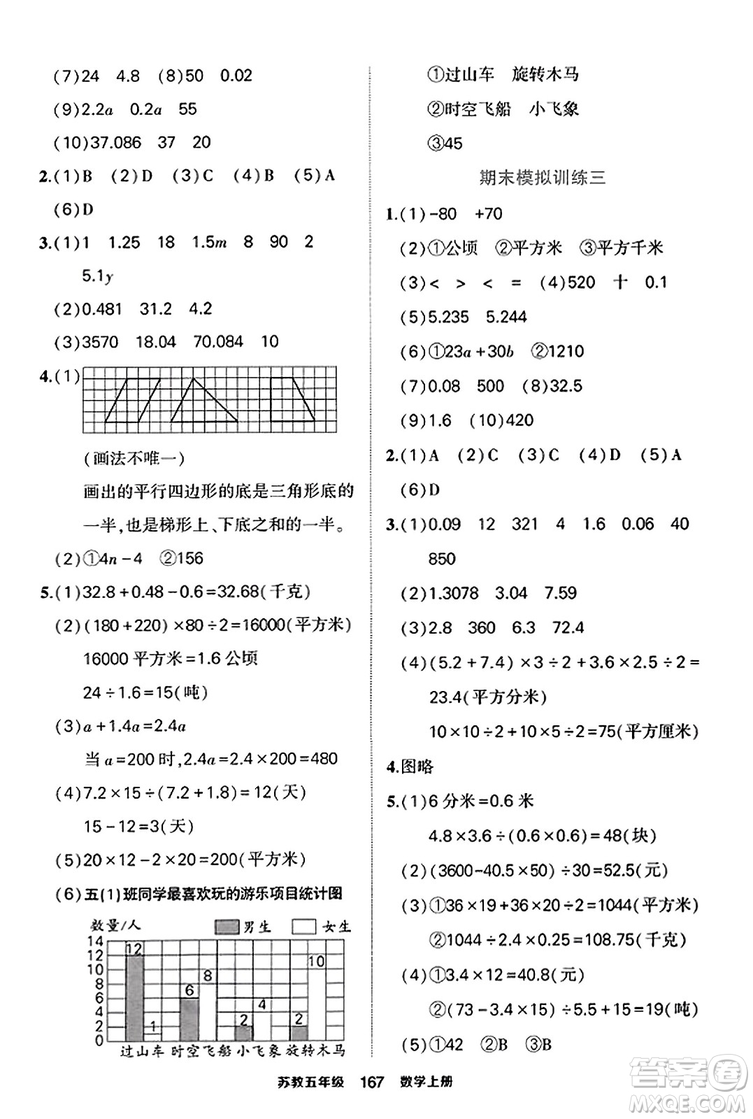 西安出版社2023年秋狀元成才路狀元作業(yè)本五年級數(shù)學上冊蘇教版答案