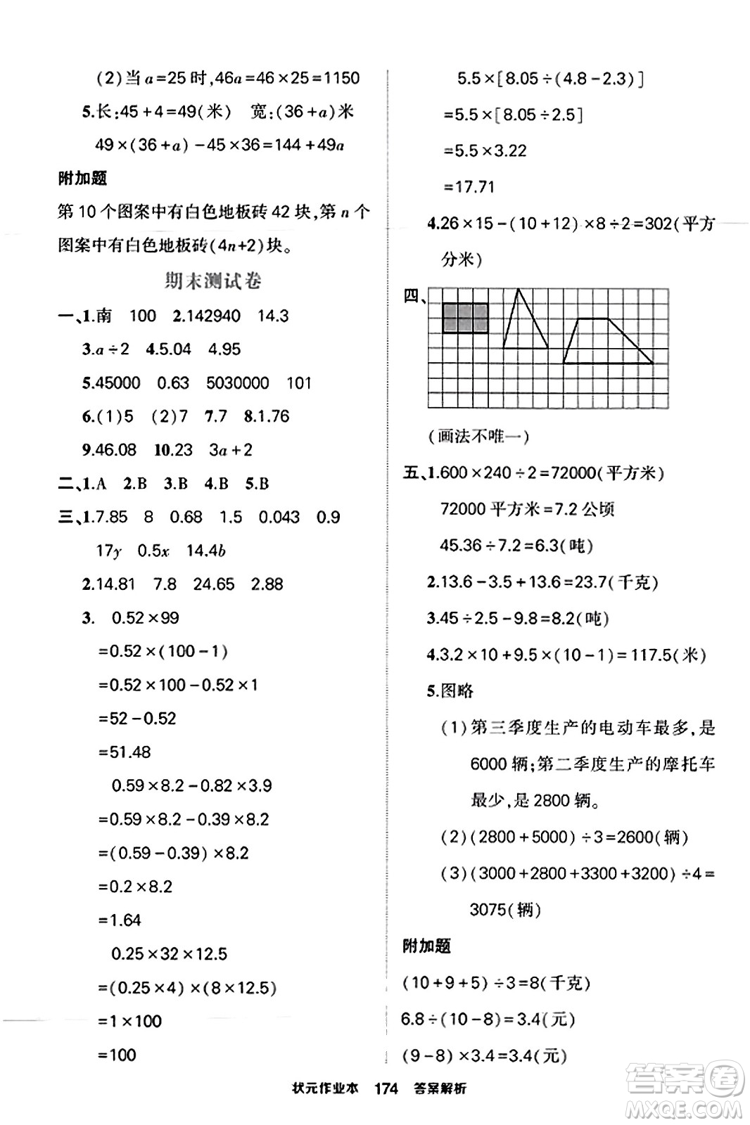 西安出版社2023年秋狀元成才路狀元作業(yè)本五年級數(shù)學上冊蘇教版答案