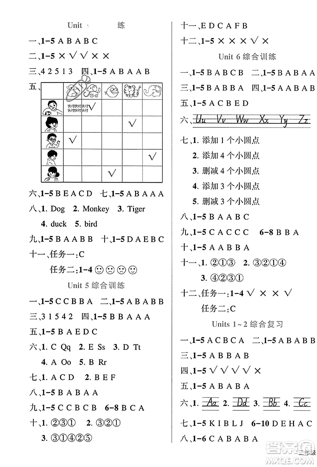 武漢出版社2023年秋狀元成才路狀元作業(yè)本三年級英語上冊人教PEP版答案