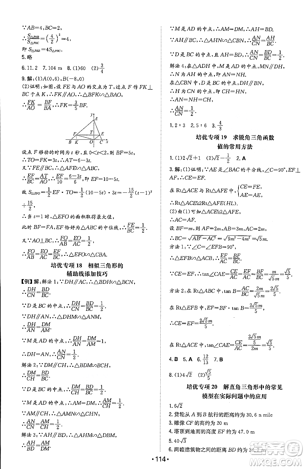 湖南教育出版社2023年秋一本同步訓(xùn)練九年級(jí)數(shù)學(xué)上冊(cè)滬科版安徽專版答案