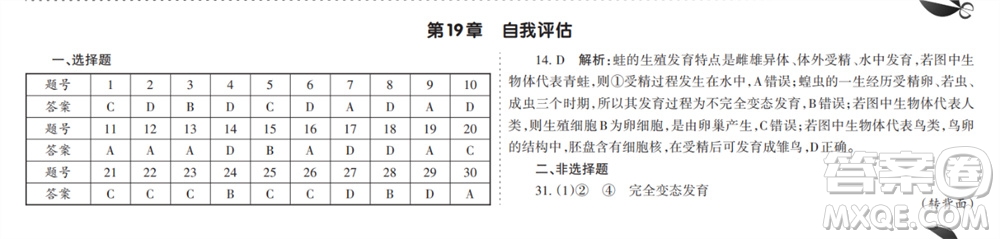 學(xué)習(xí)方法報(bào)2023-2024學(xué)年九年級(jí)生物北師大初中會(huì)考①-⑥期小報(bào)參考答案