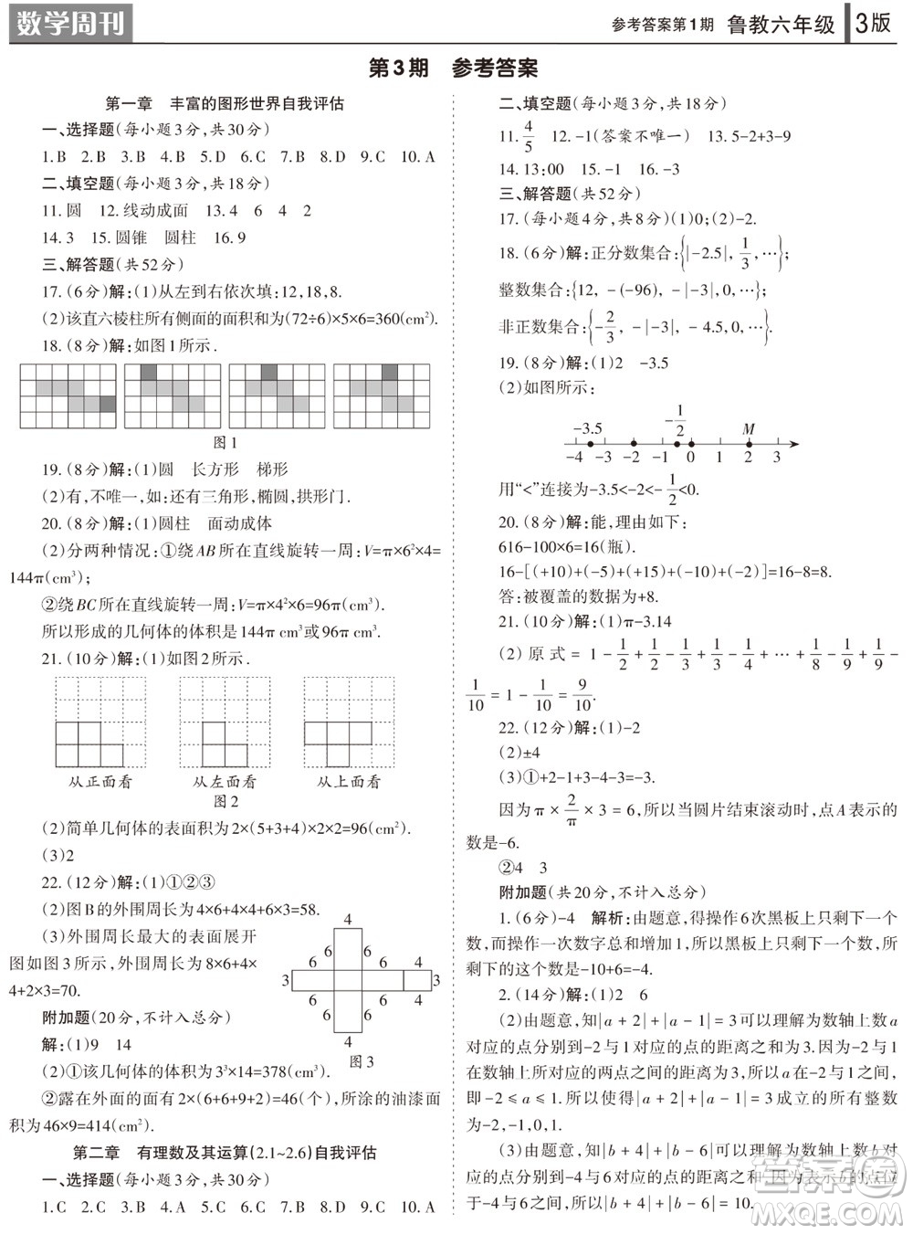 2023年秋學(xué)習(xí)方法報(bào)數(shù)學(xué)周刊六年級(jí)上冊(cè)魯教版第1-4期參考答案