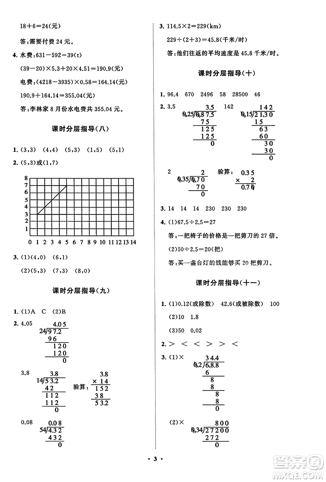 山東教育出版社2023年秋小學(xué)同步練習(xí)冊分層指導(dǎo)五年級數(shù)學(xué)上冊人教版答案