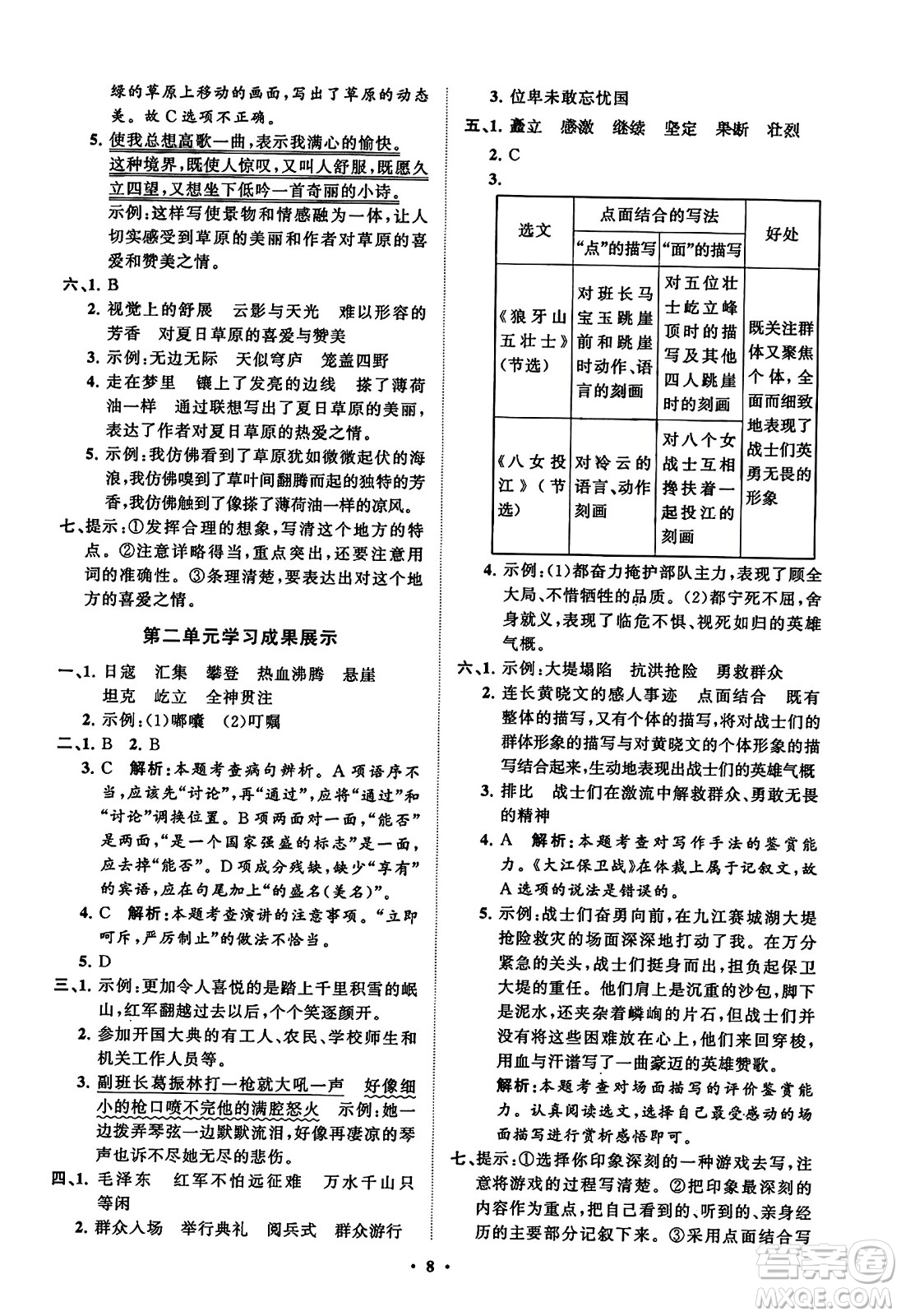 山東教育出版社2023年秋小學(xué)同步練習(xí)冊分層指導(dǎo)六年級語文上冊通用版答案