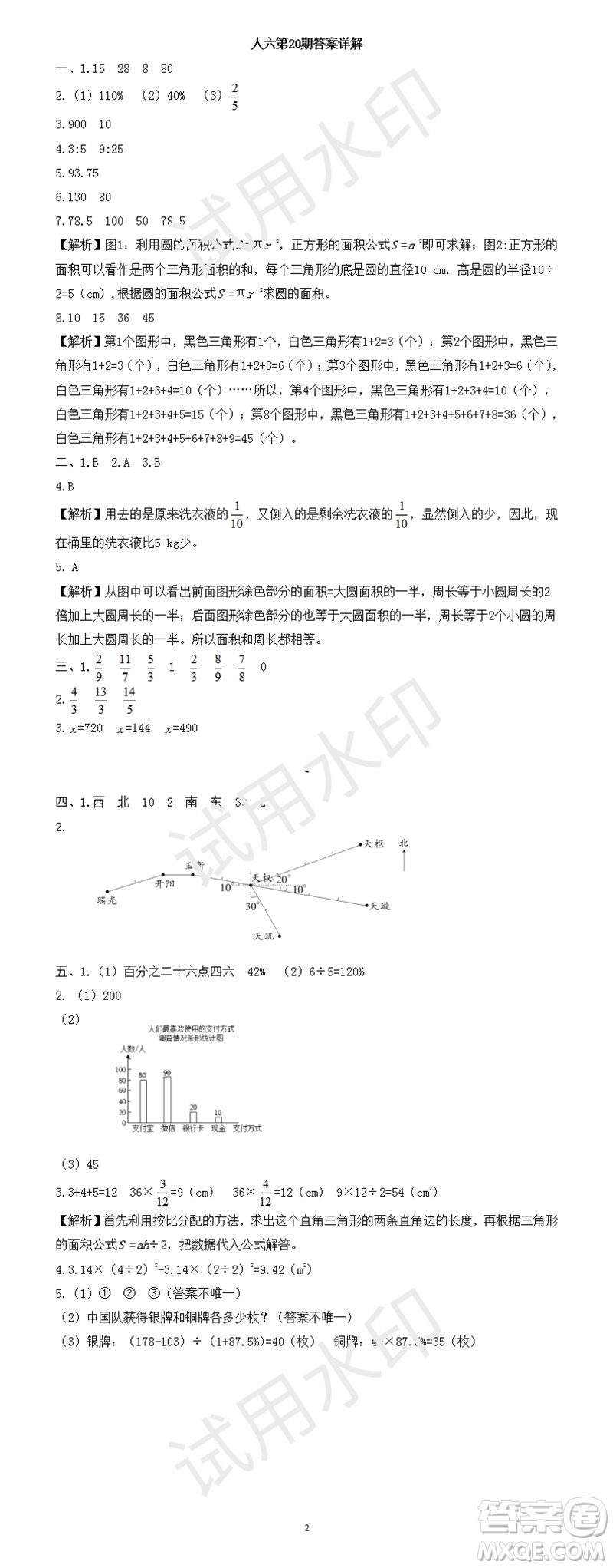 2023年秋學(xué)習(xí)方法報(bào)小學(xué)數(shù)學(xué)六年級(jí)上冊(cè)第17-20期人教版參考答案