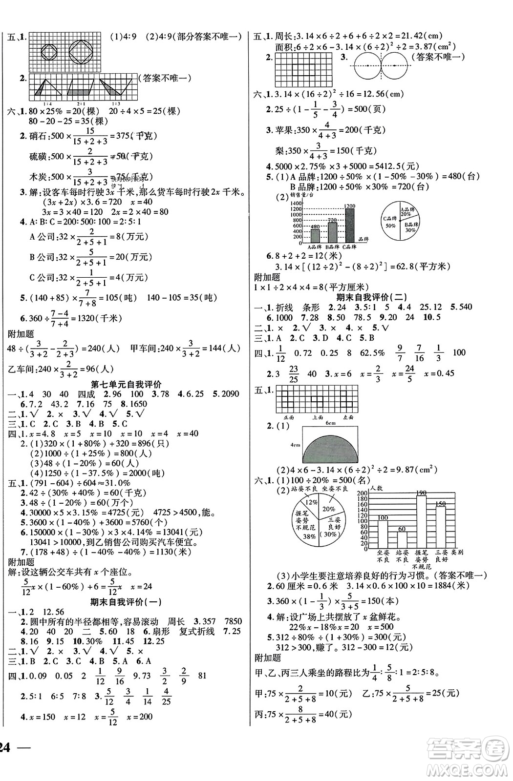 陽光出版社2023年秋激活思維智能訓(xùn)練六年級數(shù)學(xué)上冊北師大版答案