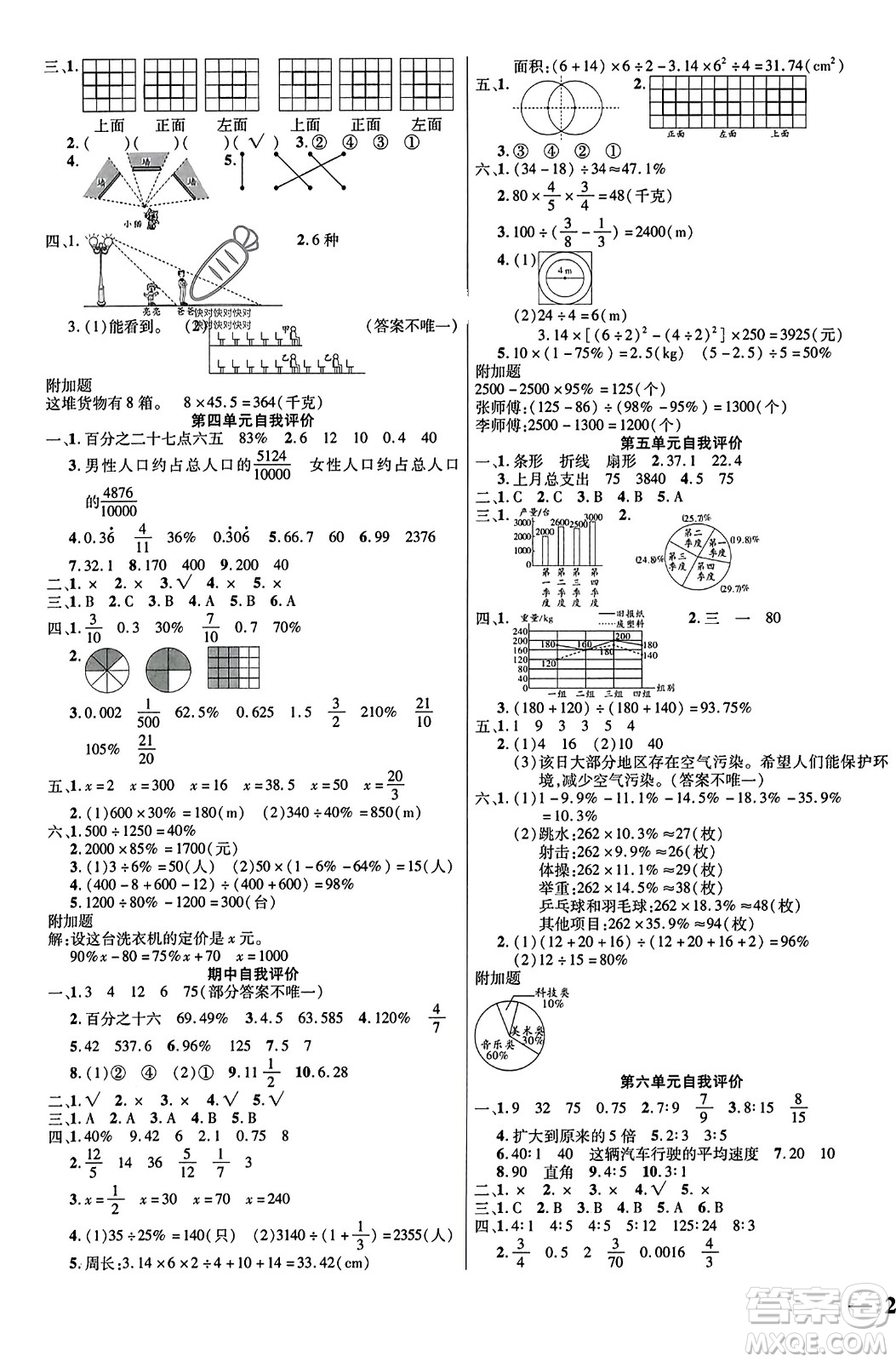 陽光出版社2023年秋激活思維智能訓(xùn)練六年級數(shù)學(xué)上冊北師大版答案