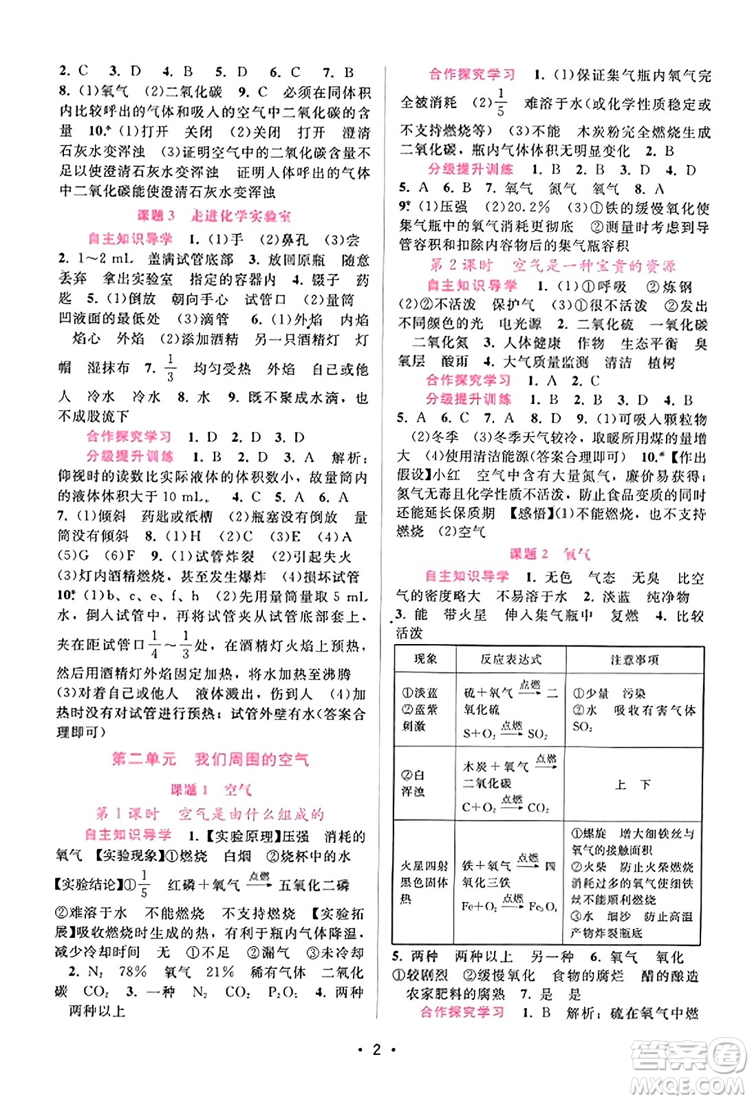 廣西師范大學(xué)出版社2023年秋新課程學(xué)習(xí)輔導(dǎo)九年級(jí)化學(xué)上冊(cè)人教版答案