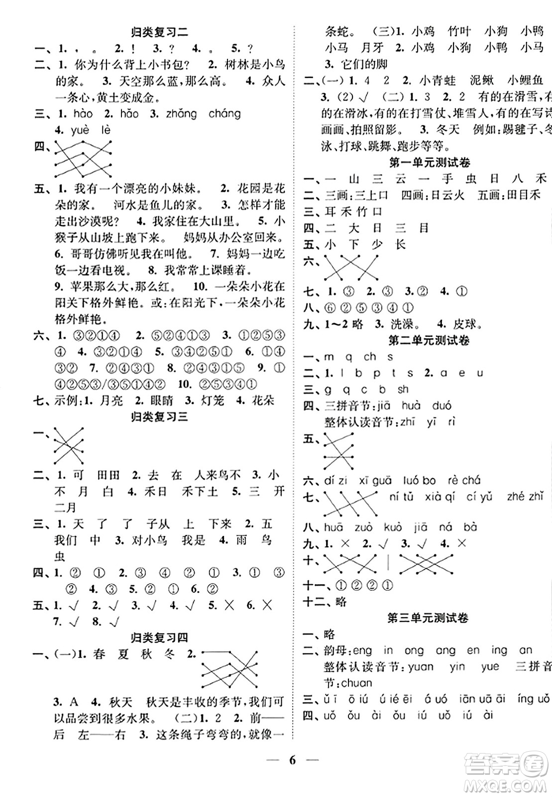 江蘇鳳凰美術(shù)出版社2023年秋隨堂練1+2一年級(jí)語(yǔ)文上冊(cè)通用版答案