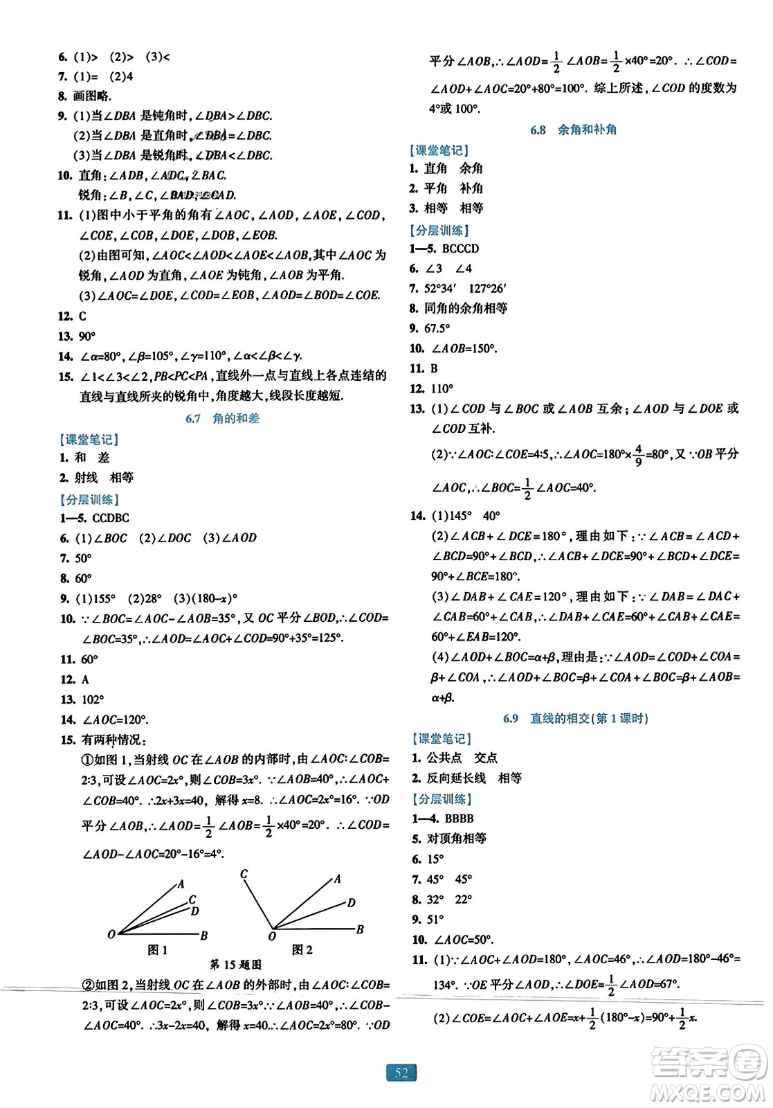 浙江教育出版社2023年秋精準(zhǔn)學(xué)與練七年級(jí)數(shù)學(xué)上冊(cè)浙教版答案