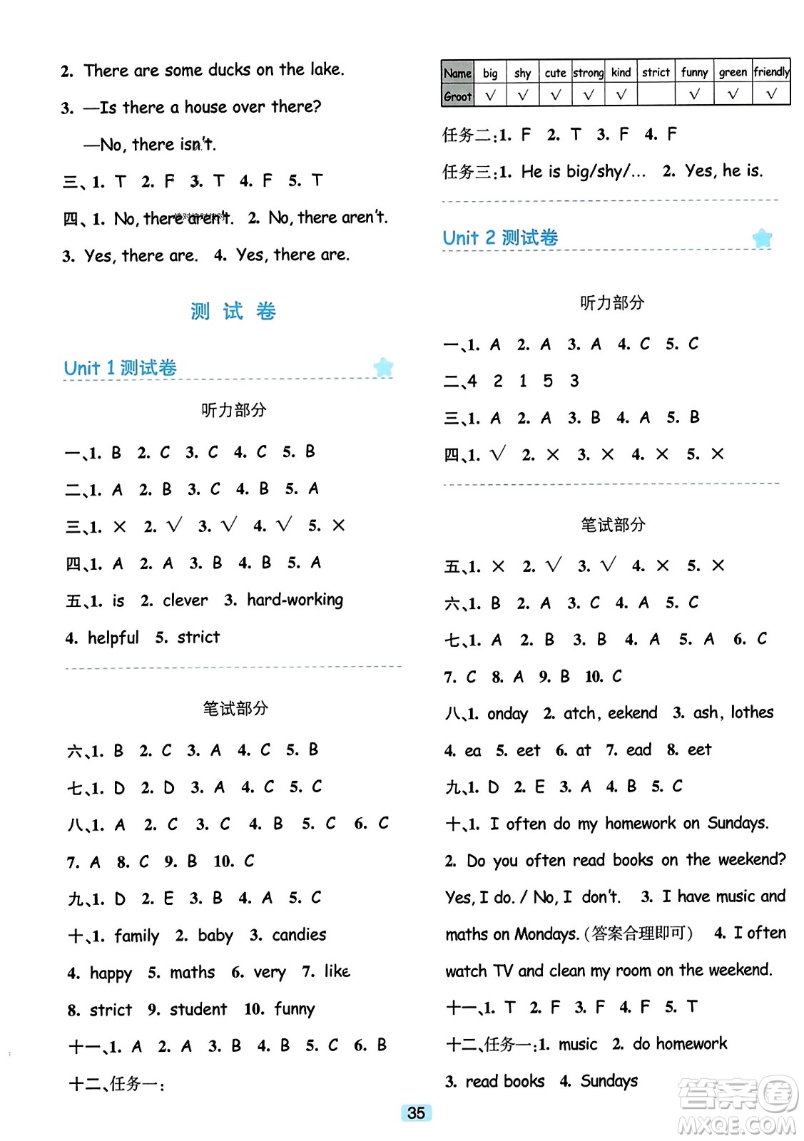 浙江教育出版社2023年秋精準(zhǔn)學(xué)與練五年級(jí)英語上冊(cè)人教版答案