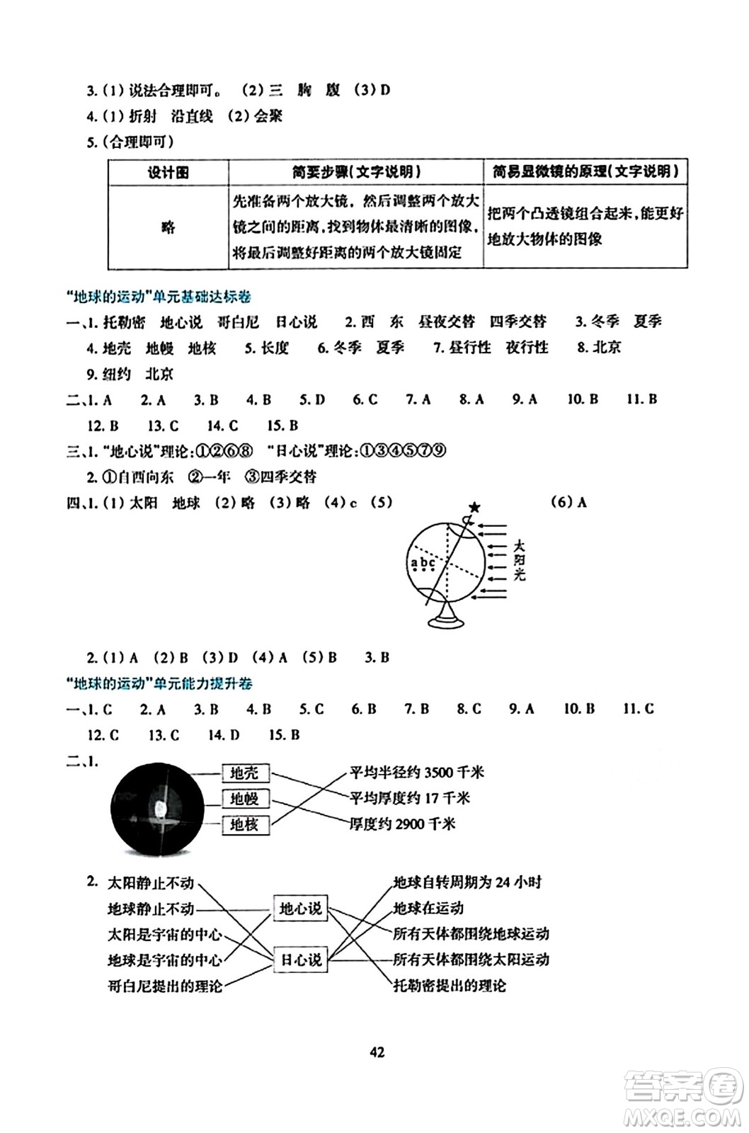 浙江教育出版社2023年秋學(xué)能評價六年級科學(xué)上冊教科版答案